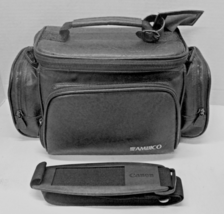 Ambico Black Leather Camera/Camcorder Case/Bag W/Padded Shoulder Strap &amp; Pockets - £17.45 GBP