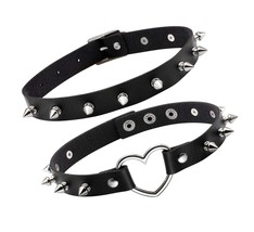 Vintage Punk Goth Studded Rivet Pu Leather Collar with - £38.09 GBP