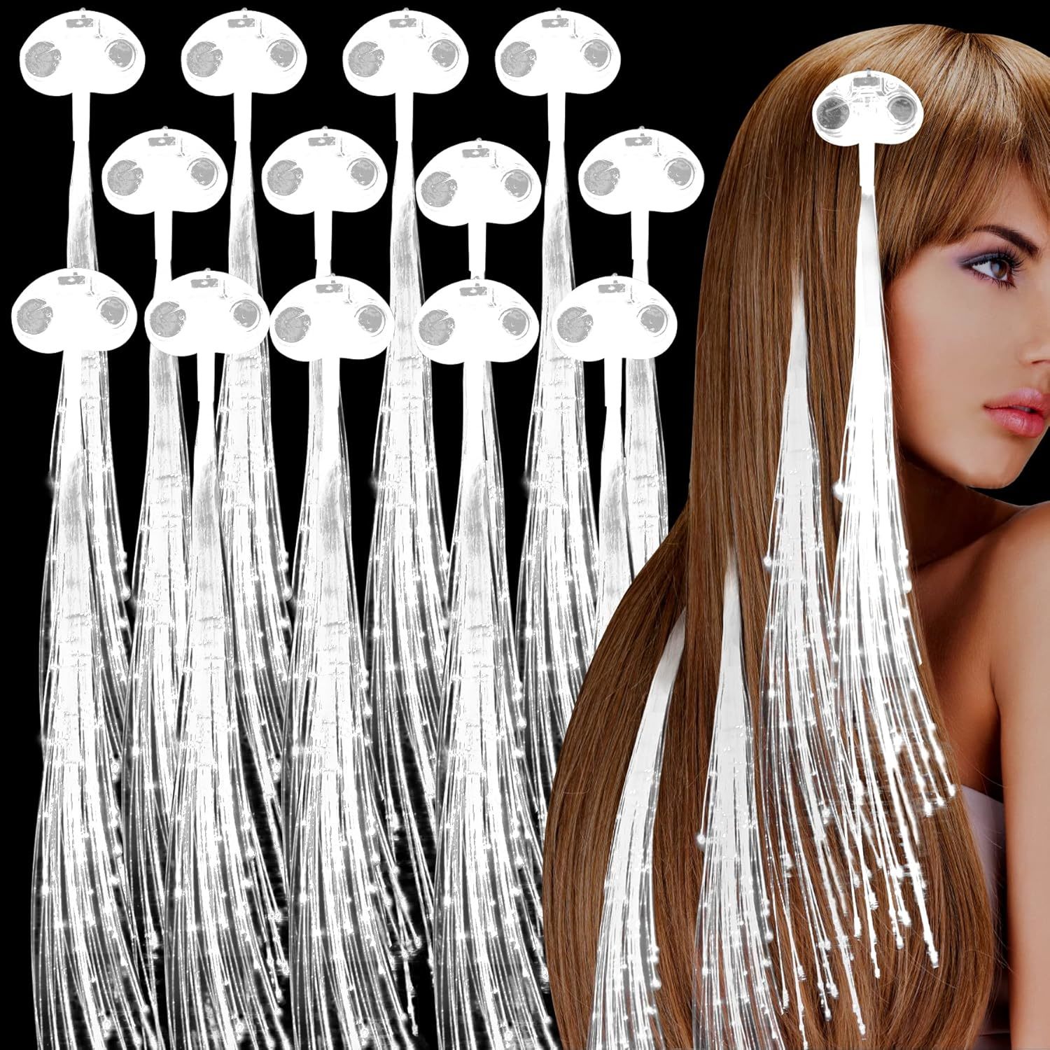 30 Pack White Led Lights Hair Light-Up Fiber Optic Led Hair Barrettes Ex... - $37.99