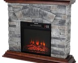 40 Inch Stone Mantel Package With 18 Inch Built In Modern Rock Face Elec... - $741.99