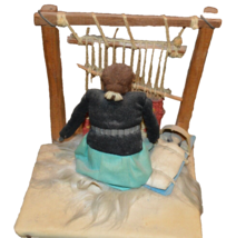 Vintage Native American Navajo Weaver w baby,wood, wool, leather - £27.89 GBP