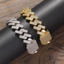 18mm Bracelet Bling Bling Jewelry for Men With 18K Gold Plate  - £101.20 GBP