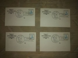 4 Vintage Tip Up Town Houghton Lake Cancelled Stamp Postcards January 23 1988 MI - £15.02 GBP
