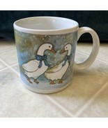 Vintage Christmas Mug, Geese in Scarves Snowy Winter Mug, JSNY, 80s 90s - $25.23