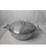 Vintage Everlast Hand Forged Hammered Aluminum Bowl w Bamboo Lid &amp; Handles - $16.76 CAD