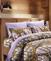 Lavender Camo Sheet Set!! Full Size Bedding 6 Pc Camouflage Light Purple Woods - £23.72 GBP