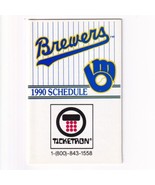 Milwaukee Brewers 1990 Major League Baseball MLB Pocket Schedule Ticketron - £3.93 GBP