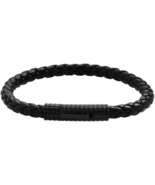 Men&#39;s Braided Leather Bracelet | 8.25&quot; Cuff Wristband | Classic Style - €23,40 EUR