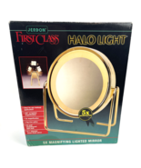 Vintage Gold Lighted Makeup Mirror Jerdon Halo 5X Fog Free Magnifying MCM  - €112,04 EUR