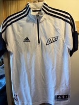 Adidas Mens Small OKC Thunder Short Sleeve 1/4 Zip Polo Shirt White Navy EUC Y2k - $19.75