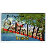 Greetings From Batavia Illinois Large Letter Linen Postcard Curt Teich V... - £60.61 GBP
