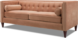 Jack 84&quot; Modern Tuxedo Tufted Sofa, Peach Orange Velvet - £772.31 GBP