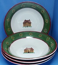 Vintage 1995  Block Country Village 7 1/4” Bowls by Gear Set Of 4 See Pi... - $338.43 MXN