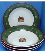Vintage 1995  Block Country Village 7 1/4” Bowls by Gear Set Of 4 See Pi... - $337.44 MXN