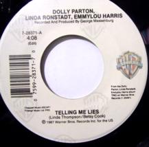 Dolly Parton, Ronstadt &amp; Harris-Telling Me Lies / Rosewood Casket-45rpm-1987-NM - £9.96 GBP