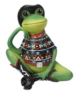 Western Green Cowboy Toad Frog with Black Hat Boots and Aztec Serape Fig... - $39.63 CAD