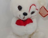 Applause Wallace Berrie Sweetheart bear vintage plush white red satin he... - $20.78
