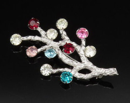 VAN DELL 925 Silver - Vintage Multi Rhinestone Tree Branch Brooch Pin - BP9791 - £35.08 GBP