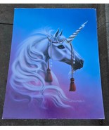 Sue Dawe Unicorn Print Fantasy 16x20 Vintage 80s Crystal Horn Kitsch Hor... - $1,111.03 MXN