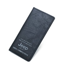 JEEP BULUO Vintage Men Leather Wallet Brand Luxury Long Slim Male Purses Money C - £51.19 GBP