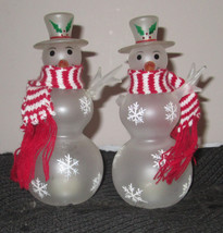 Two Battery Operated Handicap Snow People Snowmen - $15.96