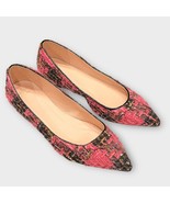 J. CREW Pointed Toe Tweed Fabric Flats Pink Black Size 8 iridescent sequin - $66.88 CAD