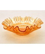 Vintage Marigold Carnival Glass Serving Bowl, 9&quot;, Starburst, Ribbed &amp; Ru... - $33.62 CAD