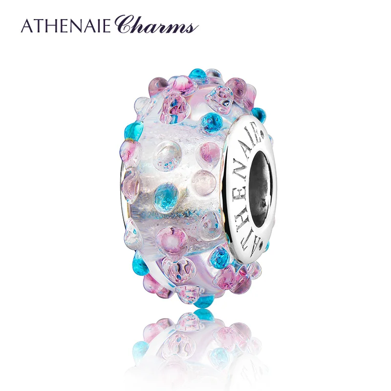 S925 Sterling Silver Murano Authentic Glass Color Dots Charms Beads fit Bracelet - £32.52 GBP