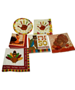 Thanksgiving Fall Napkins Paper Plate Mixed Lot Turkeys Fall Leaf Holida... - $12.82