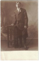 RPPC of Boy Dressed up in Suit &amp; NIckers - Real Photo Postcard AZO Unposted - $9.49