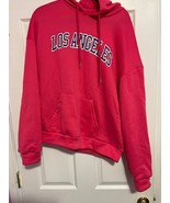 Women’s Pink Fleece Hoodie – Los Angeles Graphic – Size Large - $372.54 MXN