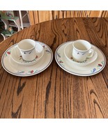 2 Sets Of Lenox Poppies on Blue Plastic Melamine Plate, Bowl, Cup=6 Piec... - $741.70 MXN