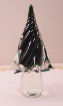 Clear &amp; Green Crystal Art Glass Figural Christmas Tree 8&quot; Deep Green - $67.19