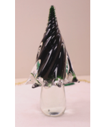 Clear &amp; Green Crystal Art Glass Figural Christmas Tree 8&quot; Deep Green - $91.89 CAD