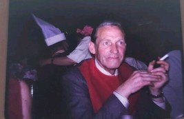 Vintage 1975 Real Photo Color Slide Happy Man Smoking Cigarette Kodachrome - $11.99