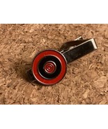 VINTAGE TIE BAR CLIP CLASP  Silver Tone  Red &amp; Black Target - $5.50
