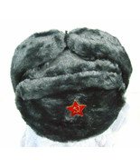 Authentic Russian Military Deep/GREY USHANKA W/Red Star Hammer and Sickle - $29.96 - $30.61