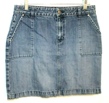 Tommy Hilfiger J EAN Mini Skirt Size 10 Medium Blue Flat Front Pocketed Denim - £12.39 GBP