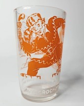 1950's MCM Hazel Atlas Davy Crockett Glass 4.25" Texas People Orange MS1m - $12.99