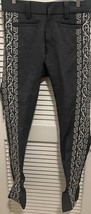Men’s El Charro Mariachi Gray Striped Pants White Embroidered - $136.49 CAD