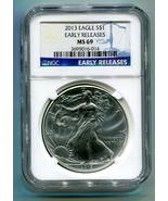 2013 AMERICAN SILVER EAGLE NGC MS69 EARLY RELEASES BLUE PREMIUM QUALITY PQ - £40.63 GBP