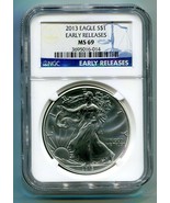 2013 AMERICAN SILVER EAGLE NGC MS69 EARLY RELEASES BLUE PREMIUM QUALITY PQ - $54.95