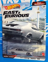 Hot Wheels Premium 2021 Fast &amp; Furious Fast Superstars &#39;70 Chevy Nova SS Gray - $12.00