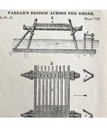 Caesar&#39;s Bridge Across Rhine River #2 1886 Victorian Caesar&#39;s Gallic War... - €21,45 EUR
