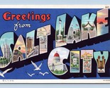 Grande Lettera Greetings From Salt Lake Città Utah Ut Unp Lino Cartolina N7 - $5.08