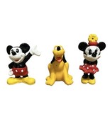 Vintage Disney Mickey Minnie Mouse Pluto 2&quot; Miniature Figure Lot of 3 - $19.48 CAD
