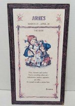 Aries Wood Zodiac Wall Hanging Plaque 7x13 Evans Vintage Astrology March... - £13.31 GBP