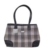 Earth Squared Wool Shoulder Tote Bag Purse Grey Mustard Plaid Tartan Cor... - €32,83 EUR