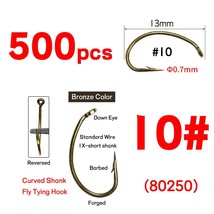 Bimoo 500PCS #8 - #16 Down Eye Curved Shank d Fly Tying Hook for Scud Shrimp Gru - £53.64 GBP