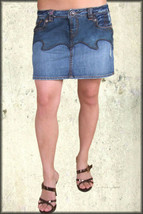 Indian Rock Culture Zuni Leather Western Denim Womens Mini Skirt Medium Blue NEW - £63.16 GBP